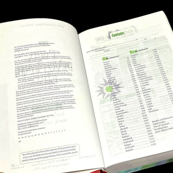 Vintage 1999 NIV Teen Devotional Bible Hardcover Zondervan Devotions by Teens - Picture 7 of 16